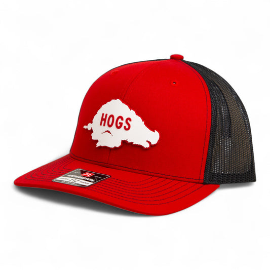 Arkansas Razorbacks Retro HOGS White 3D Snapback Trucker Hat- Red/ Black