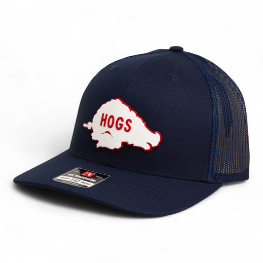 Arkansas Razorbacks Retro HOGS White 3D Snapback Trucker Hat- Navy