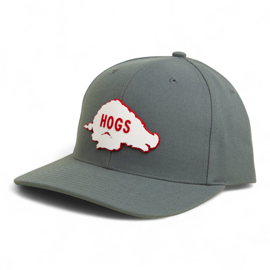 Arkansas Razorbacks Retro HOGS White 3D Snapback Surge Trucker Hat- Charcoal