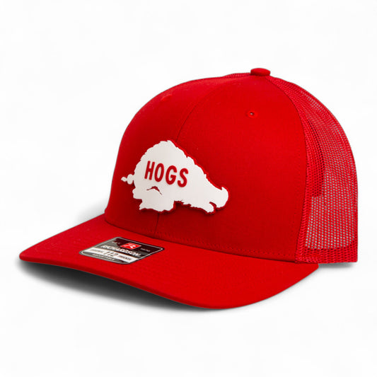 Arkansas Razorbacks Retro HOGS White 3D Snapback Trucker Hat- Red