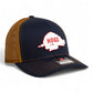 Arkansas Razorbacks Retro HOGS White 3D Snapback Trucker Hat- Navy/ Carmel