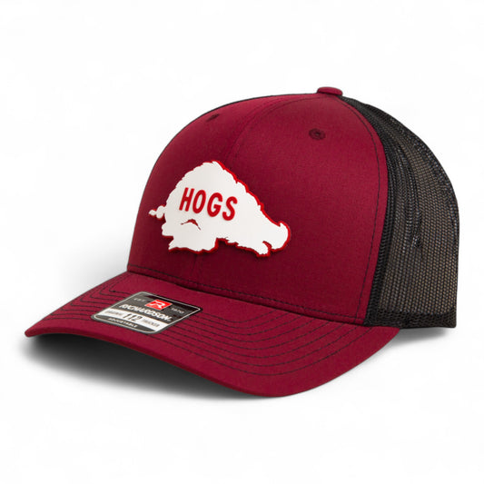 Arkansas Razorbacks Retro HOGS White 3D Snapback Trucker Hat- Cardinal/ Black