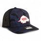 Arkansas Razorbacks Retro HOGS White 3D Snapback Trucker Hat- Admiral Duck Camo/ Black