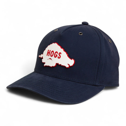 Arkansas Razorbacks Retro HOGS White 3D Snapback Canvas Hat- Navy