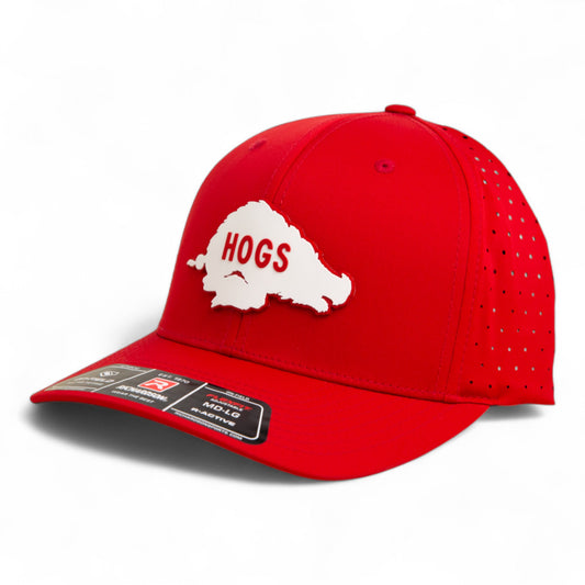 Arkansas Razorbacks Retro HOGS White 3D Laser Perf R-Flex Cap- Red