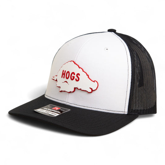 Arkansas Razorbacks Retro HOGS White 3D Snapback Trucker Hat- White/ Black
