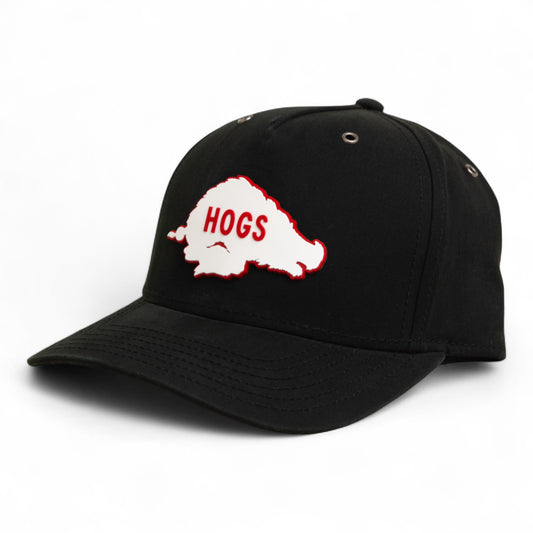 Arkansas Razorbacks Retro HOGS White 3D Snapback Canvas Hat- Black