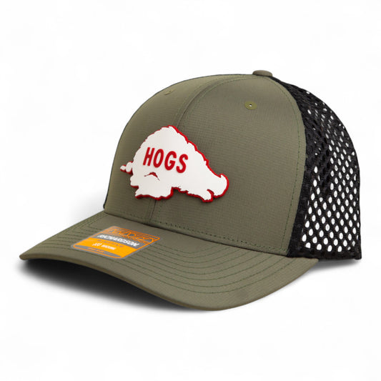 Arkansas Razorbacks Retro HOGS White 3D Snapback Tilikum Trucker Hat- Loden/ Black