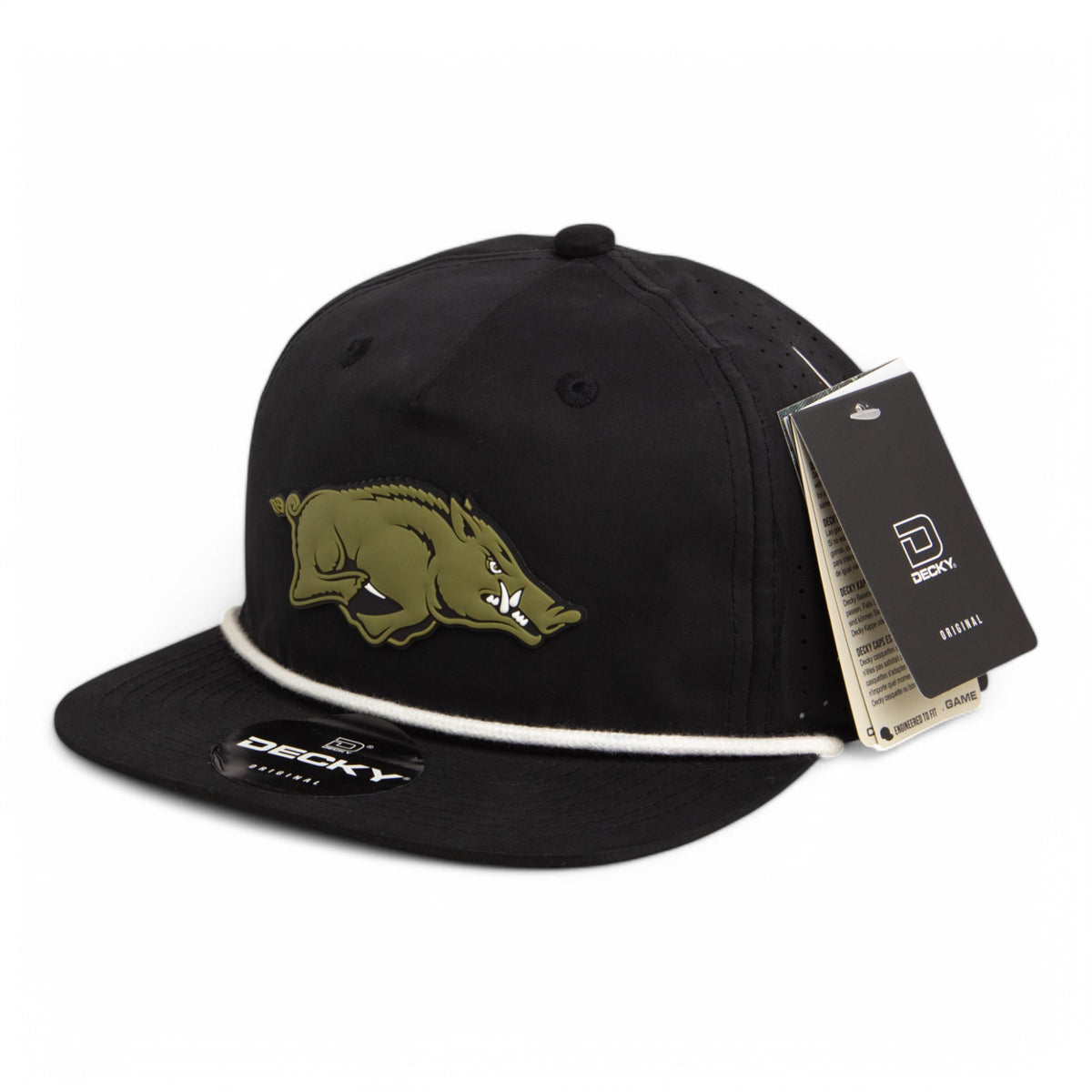Arkansas Razorback Rope Font Arkansas Razorbacks Loden Edition 3D Perforated Rope Hat- Black/ White