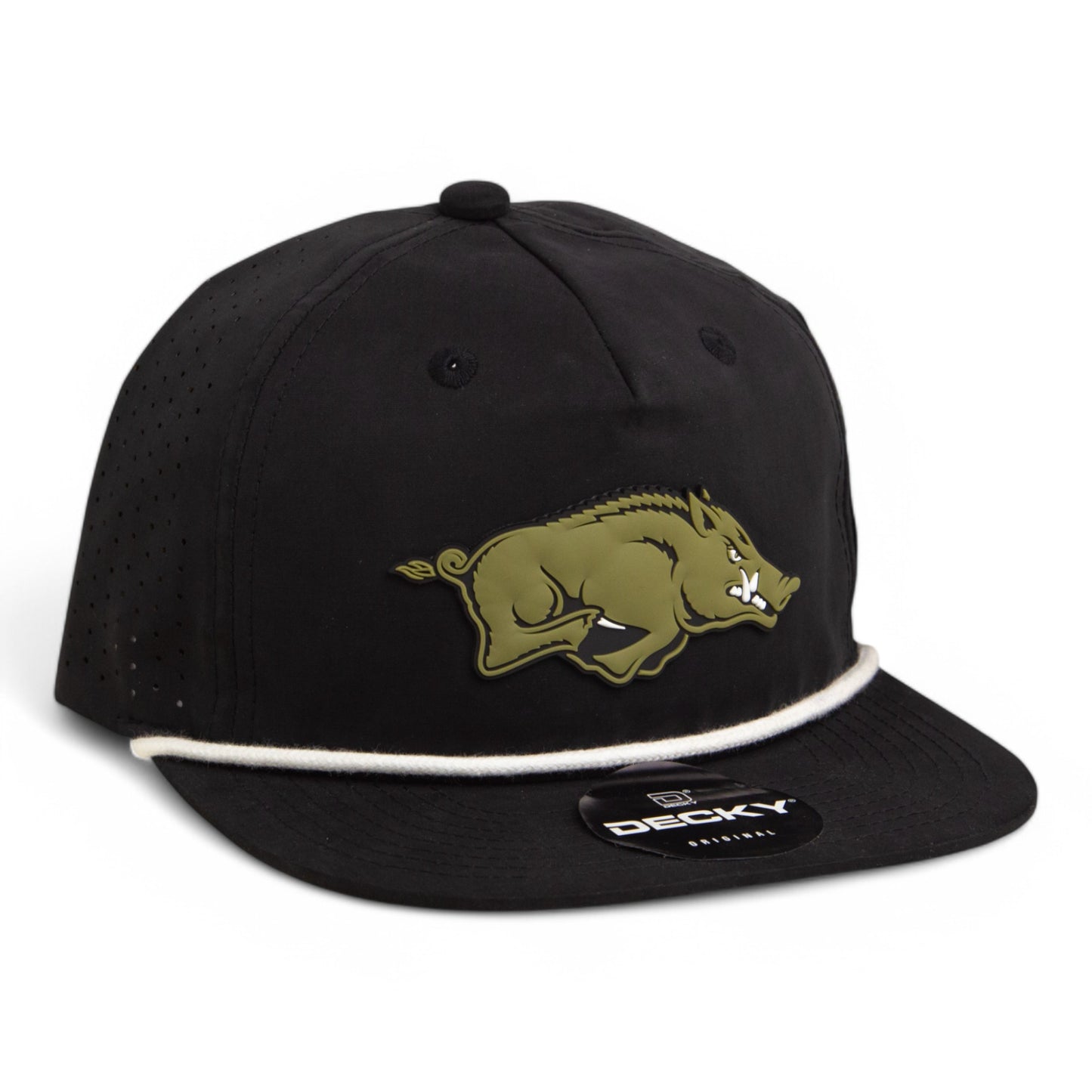 Arkansas Razorbacks Loden Edition 3D Perforated Rope Hat- Black/ White