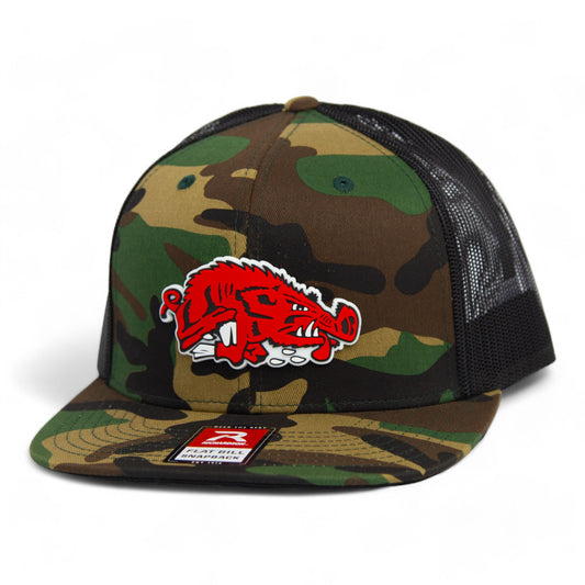 Arkansas Razorbacks Slobbering Hog 3D Wool Blend Flat Bill Hat- Army Camo/ Black