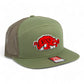 Arkansas Razorbacks Slobbering Hog 3D Snapback Seven-Panel Flat Bill Trucker Hat- Loden Green