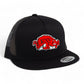 Arkansas Razorbacks Slobbering Hog 3D YP Snapback Flat Bill Trucker Hat- Black