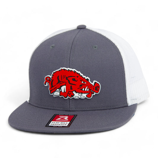 Arkansas Razorbacks Slobbering Hog 3D Wool Blend Flat Bill Hat- Charcoal/ White