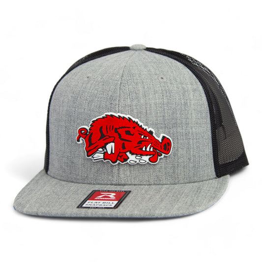 Arkansas Razorbacks Slobbering Hog 3D Wool Blend Flat Bill Hat- Heather Grey/ Black
