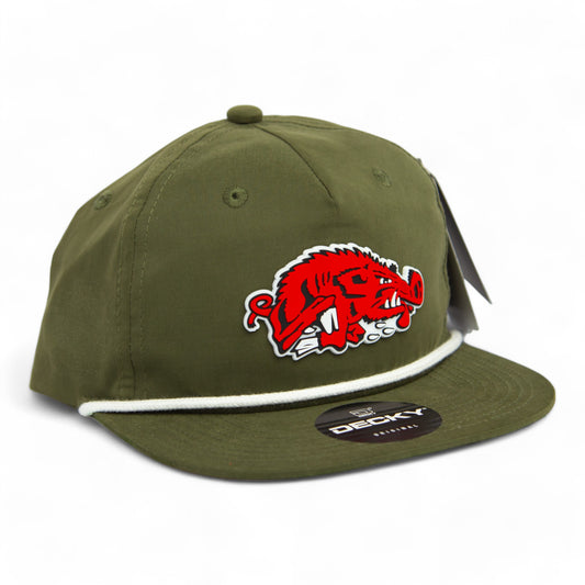 Arkansas Razorbacks Slobbering Hog 3D Rope Hat- Olive/ White