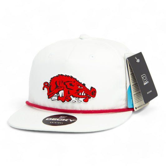 Arkansas Razorbacks Slobbering Hog 3D Rope Hat- White/ Red