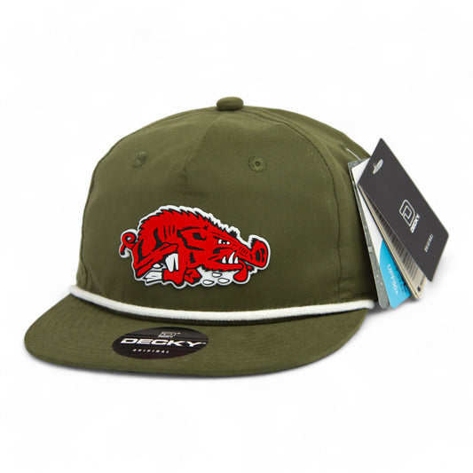 Arkansas Razorbacks Slobbering Hog 3D Rope Hat- Olive/ White