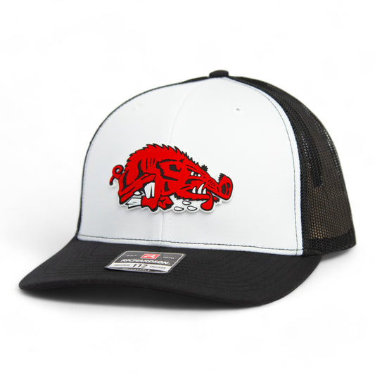 Arkansas Razorbacks Slobbering Hog 3D Snapback Trucker Hat- White/ Black