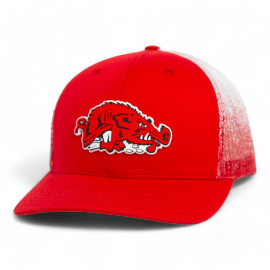 Arkansas Razorbacks Slobbering Hog 3D Snapback Trucker Hat- Red Fade
