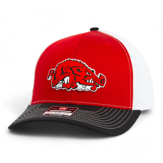 Arkansas Razorbacks Slobbering Hog 3D Snapback Trucker Hat- Red/ White/ Black