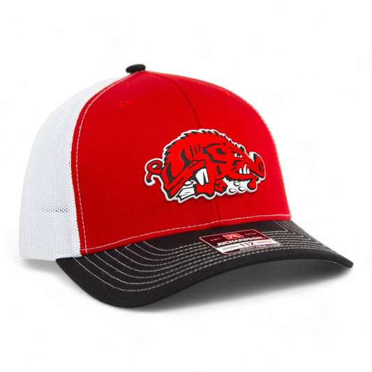 Arkansas Razorbacks Slobbering Hog 3D Snapback Trucker Hat- Red/ White/ Black