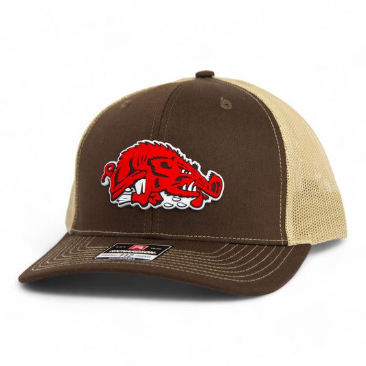 Arkansas Razorbacks Slobbering Hog 3D Snapback Trucker Hat- Brown/ Tan