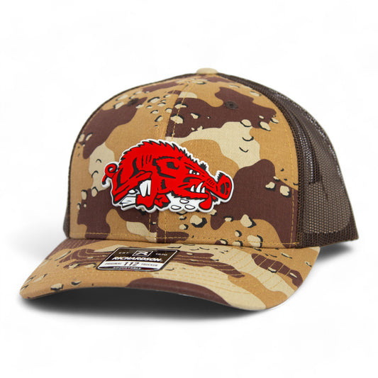 Arkansas Razorbacks Slobbering Hog 3D Snapback Trucker Hat- Desert Camo/ Brown