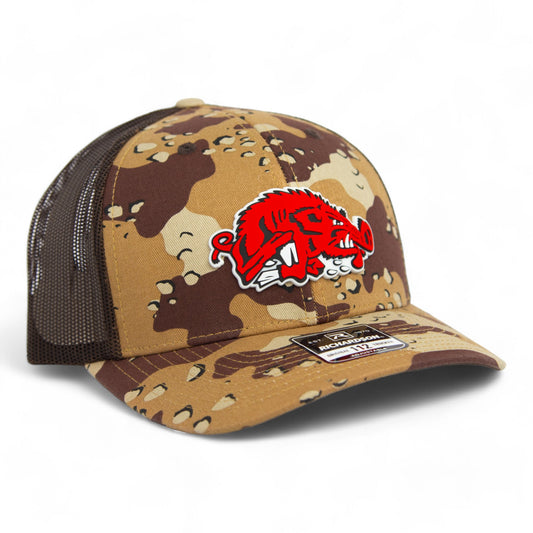 Arkansas Razorbacks Slobbering Hog 3D Snapback Trucker Hat- Desert Camo/ Brown
