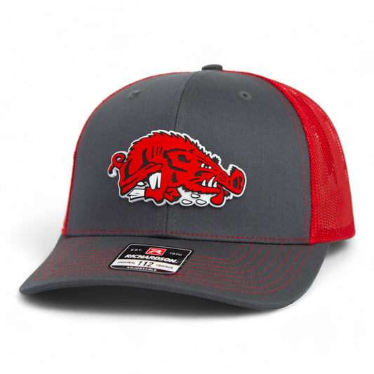 Arkansas Razorbacks Slobbering Hog 3D Snapback Trucker Hat- Charcoal/ Red