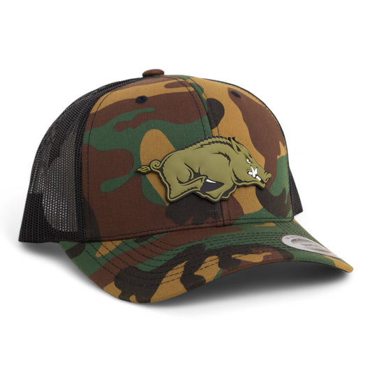 Arkansas Razorbacks Loden Edition 3D YP Snapback Trucker Hat- Army Camo/ Black