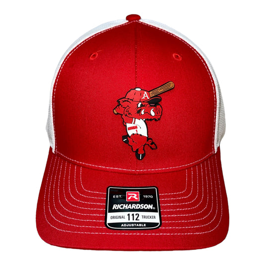 Arkansas Razorbacks Baseball Ribby 3D Snapback Trucker Hat- Red/ White