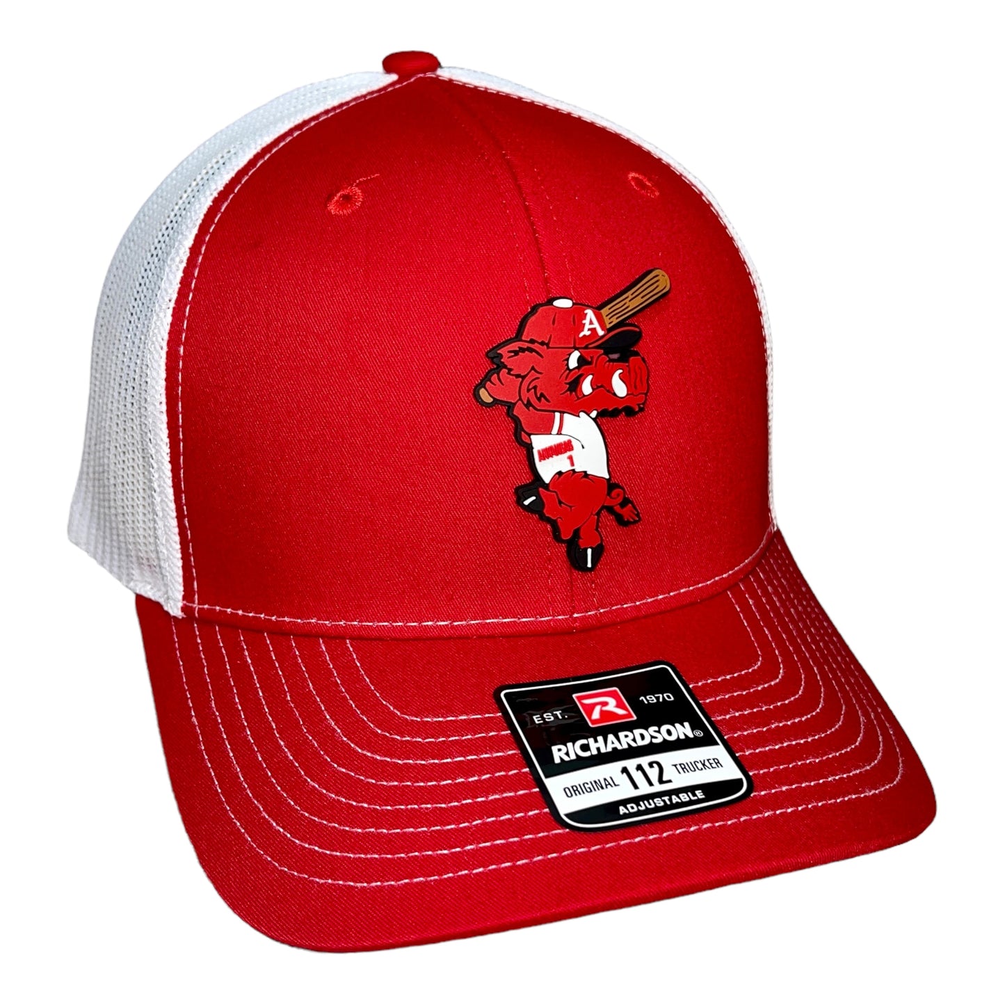 Arkansas Razorbacks Baseball Ribby 3D Snapback Trucker Hat- Red/ White