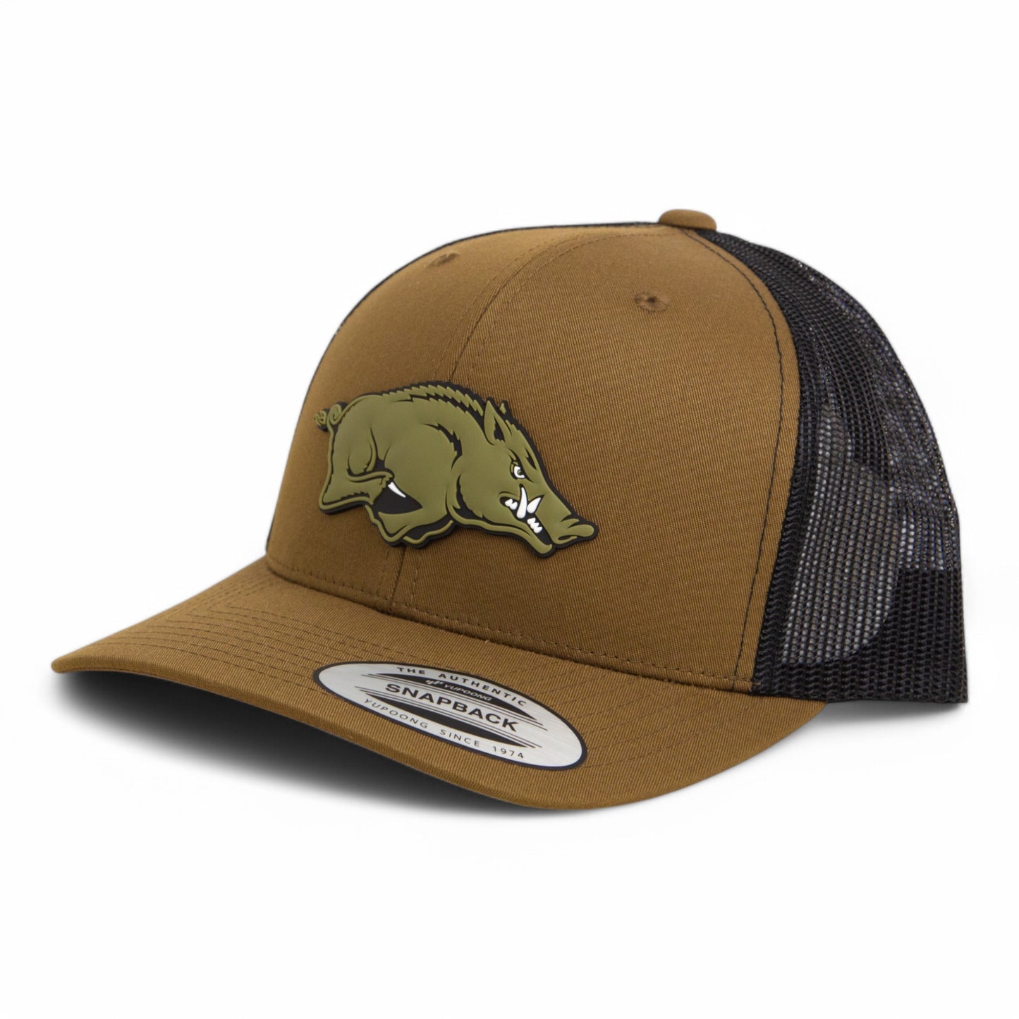 Arkansas Razorbacks Loden Edition 3D YP Snapback Trucker Hat- Coyote/ Black