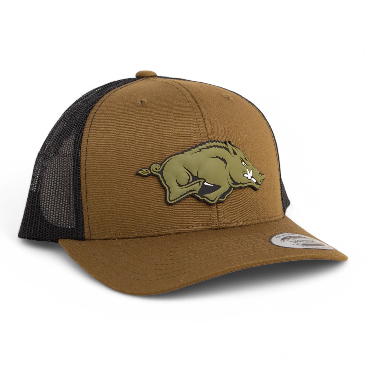 Arkansas Razorbacks Loden Edition 3D YP Snapback Trucker Hat- Coyote/ Black