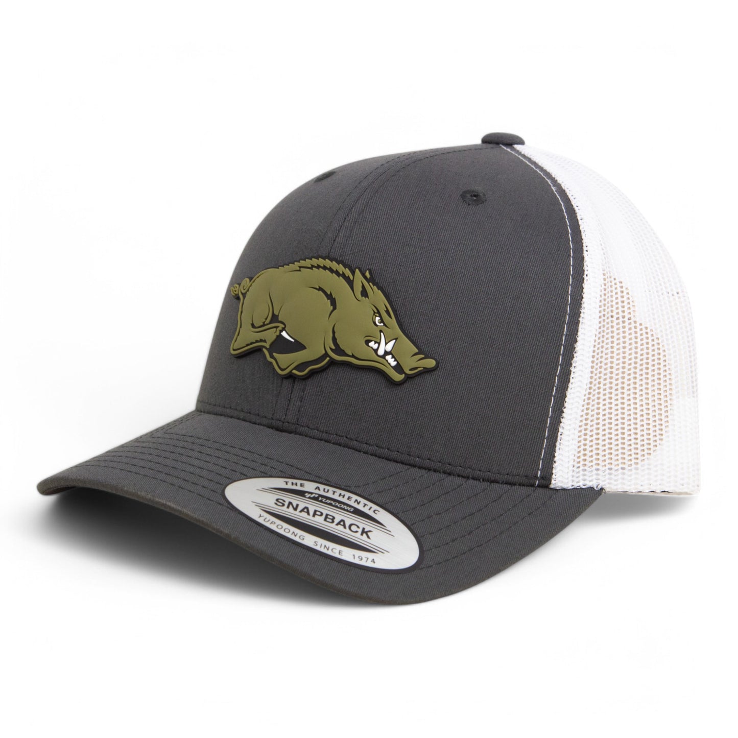 Arkansas Razorbacks Loden Edition 3D YP Snapback Trucker Hat- Charcoal/ White