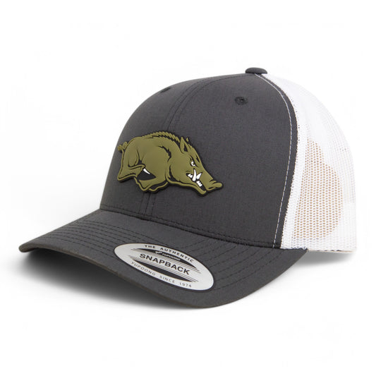 Arkansas Razorbacks Loden Edition 3D YP Snapback Trucker Hat- Charcoal/ White