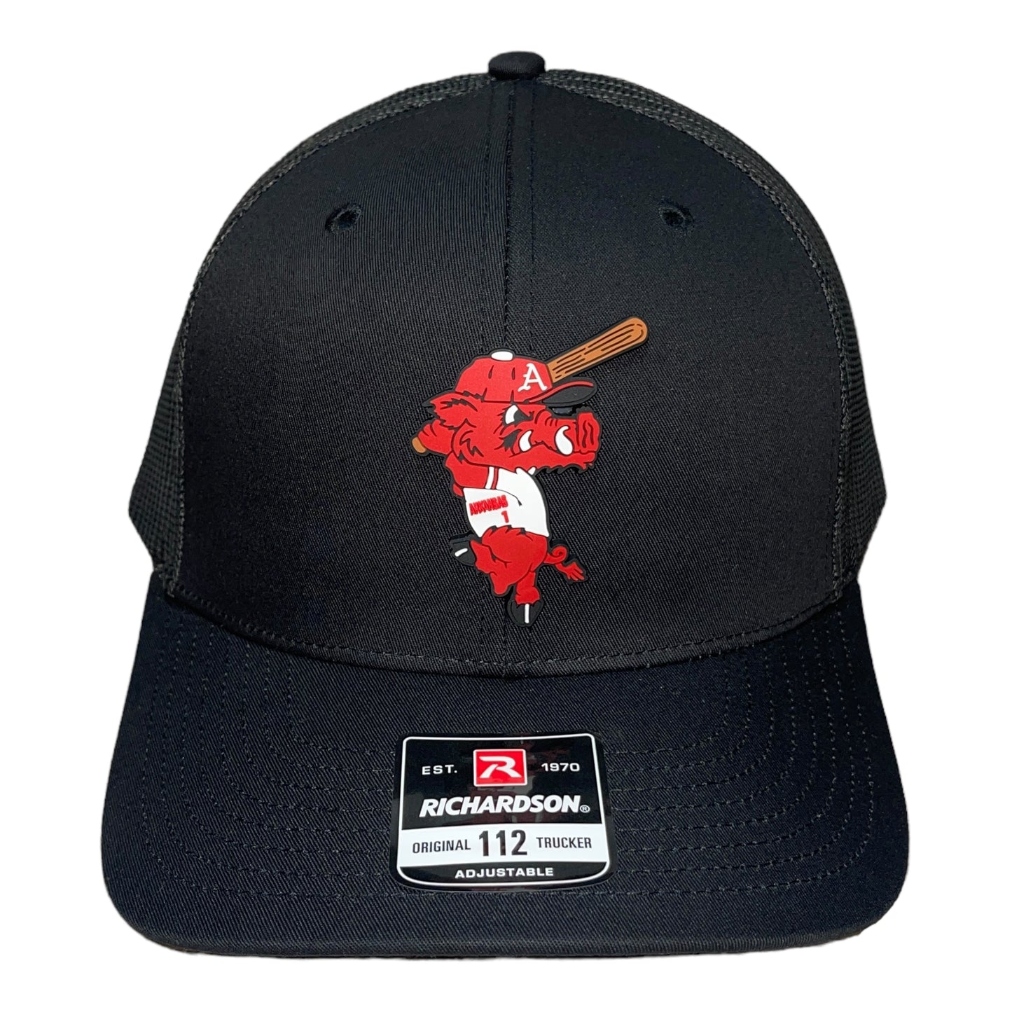 Arkansas Razorbacks Baseball Ribby at Bat 3D Snapback Trucker Hat- Black