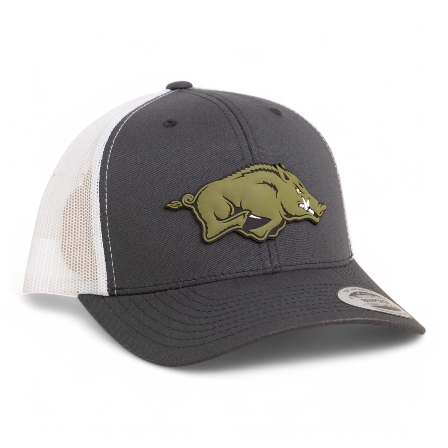 Arkansas Razorbacks Loden Edition 3D YP Snapback Trucker Hat- Charcoal/ White