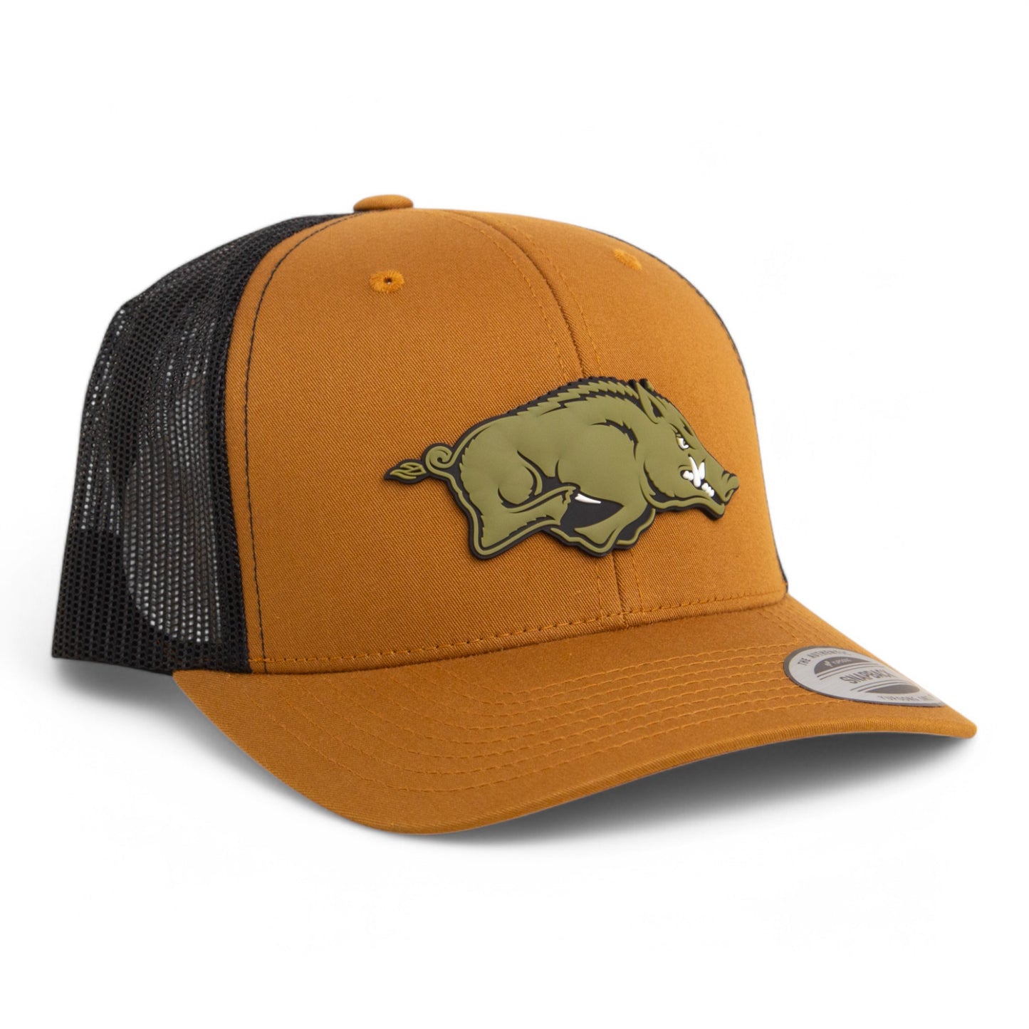 Arkansas Razorbacks Loden Edition 3D YP Snapback Trucker Hat- Caramel/ Black