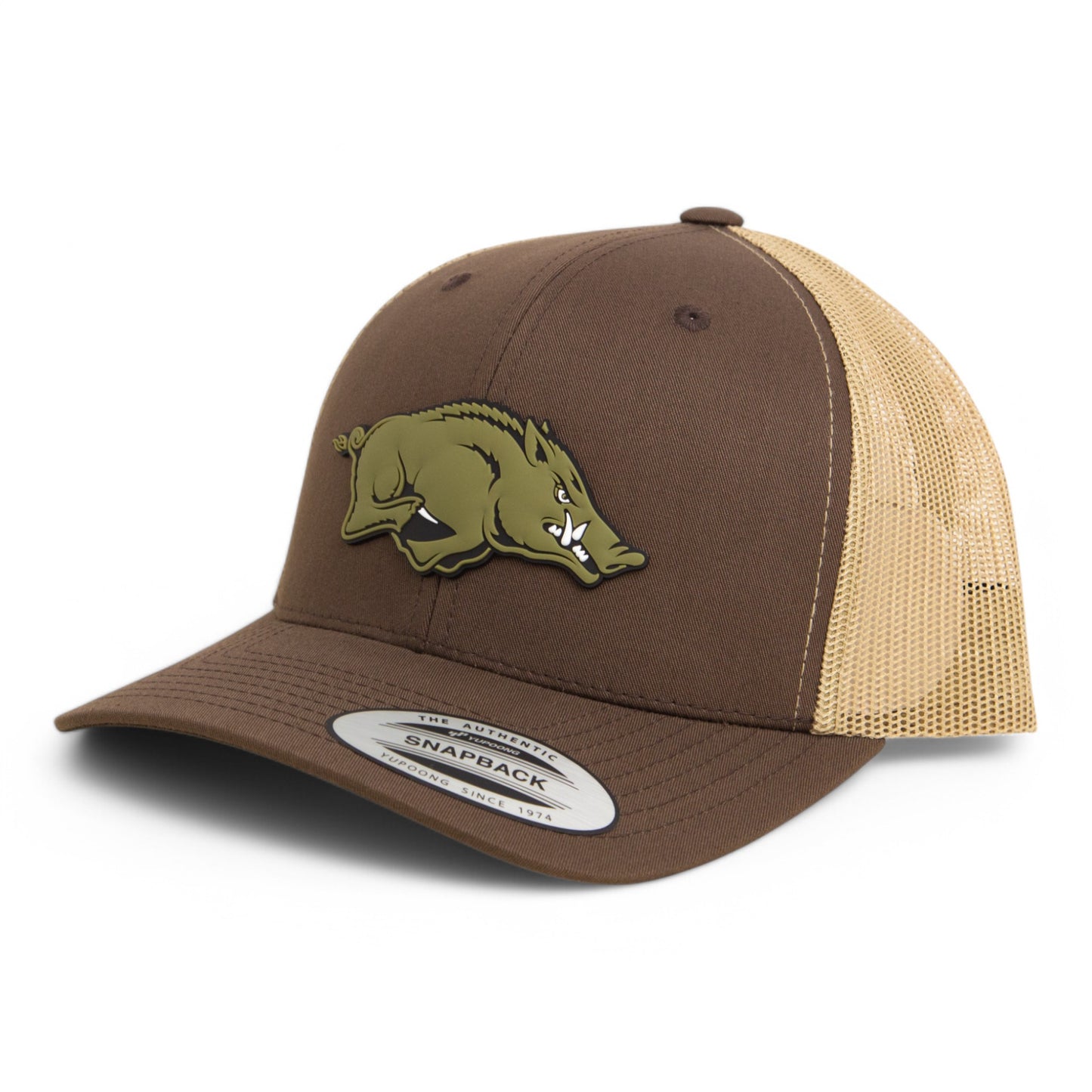 Arkansas Razorbacks Loden Edition 3D YP Snapback Trucker Hat- Brown/ Tan