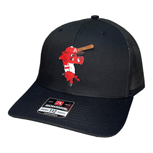 Arkansas Razorbacks Baseball Ribby at Bat 3D Snapback Trucker Hat- Black