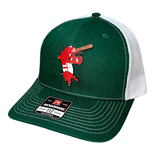 Arkansas Razorbacks Baseball Ribby 3D Snapback Trucker Hat- Dark Green/ White
