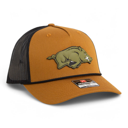 Arkansas Razorbacks Loden Edition 3D Snapback Trucker Rope Hat- Caramel/ Black