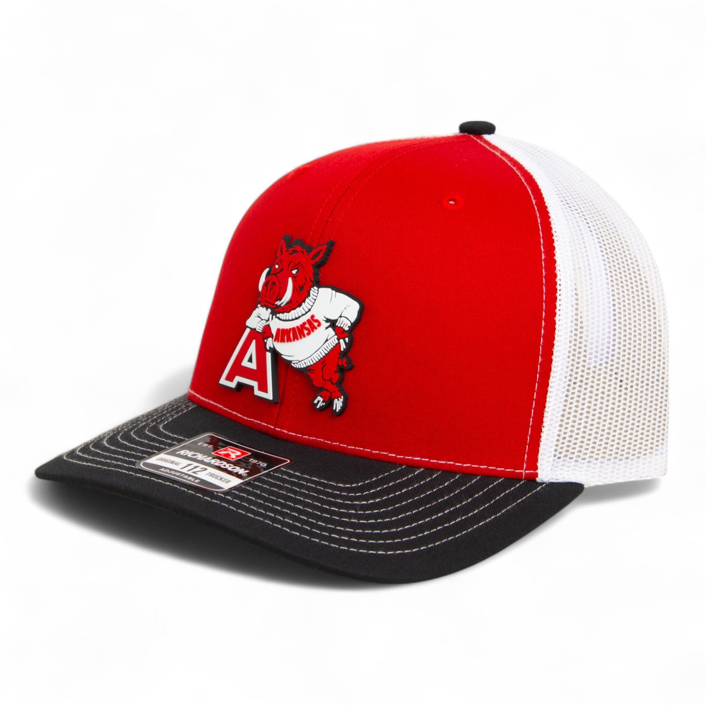 Arkansas Razorbacks Leaning A 3D Snapback Trucker Hat- Red/ White/ Black