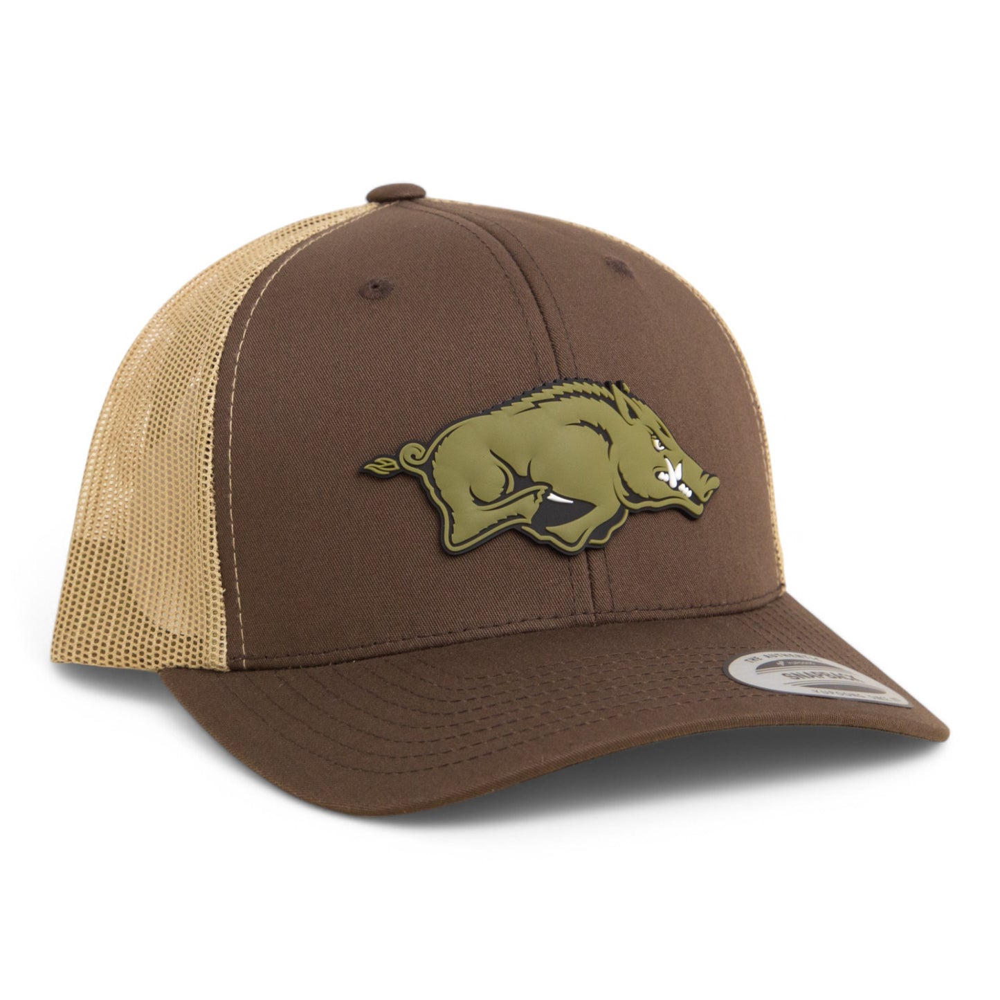 Arkansas Razorbacks Loden Edition 3D YP Snapback Trucker Hat- Brown/ Tan