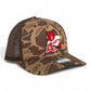 Arkansas Razorbacks Leaning A 3D Snapback Trucker Hat- Bark Duck Camo/ Brown