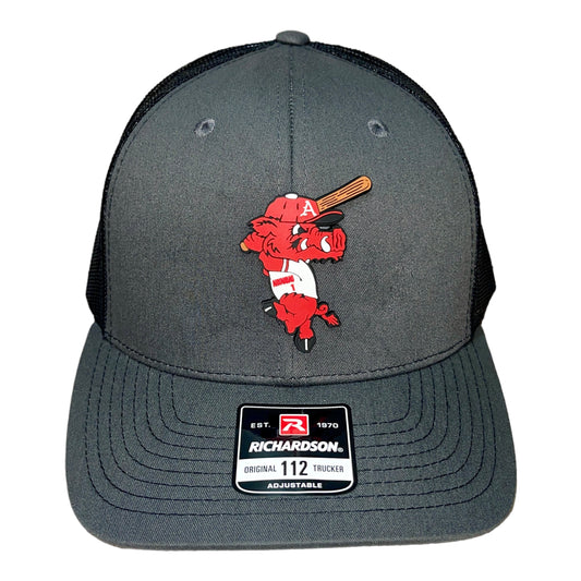 Arkansas Razorbacks Baseball Ribby 3D Snapback Trucker Hat- Charcoal/ Black