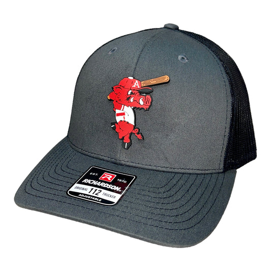 Arkansas Razorbacks Baseball Ribby 3D Snapback Trucker Hat- Charcoal/ Black