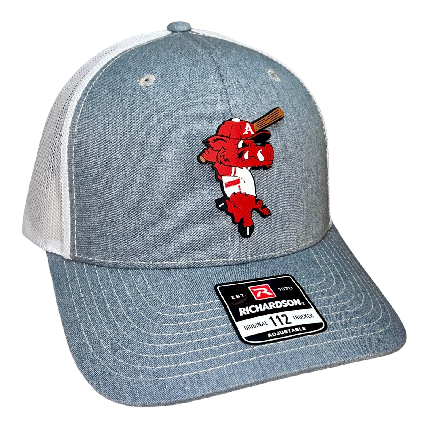 Arkansas Razorbacks Baseball Ribby 3D Snapback Trucker Hat- Heather Grey/ Light Grey